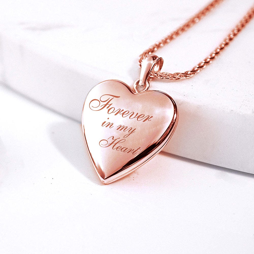 Sterling Silver Rose Gold Plated "Forever In My Heart" Heart Locket