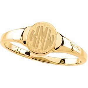 14K Gold Women's Round Signet Ring