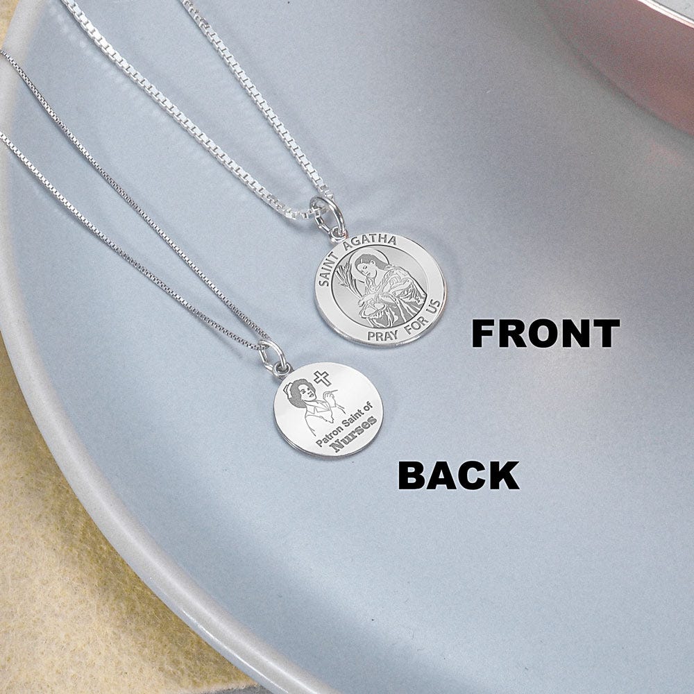 Saint Agatha "Nurse" Round Religious Medal  "EXCLUSIVE"
