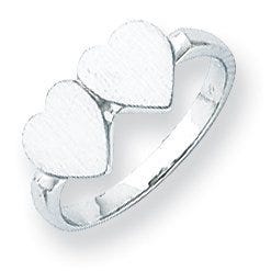Solid Gold Double Heart Engravable Ring