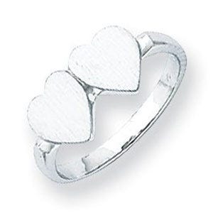 Solid Gold Double Heart Engravable Ring