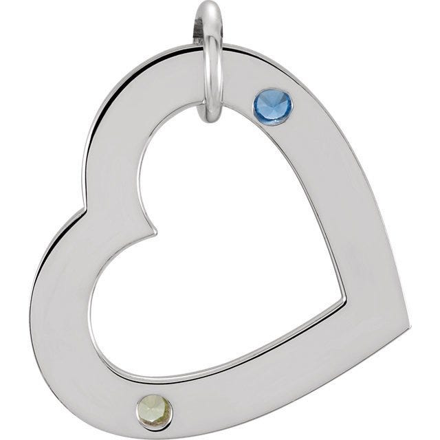 Personalized Two Birthstones Heart Pendant