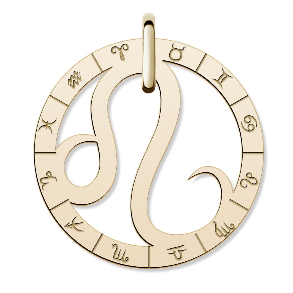 Cutout Round Leo Symbol Charm or Pendant