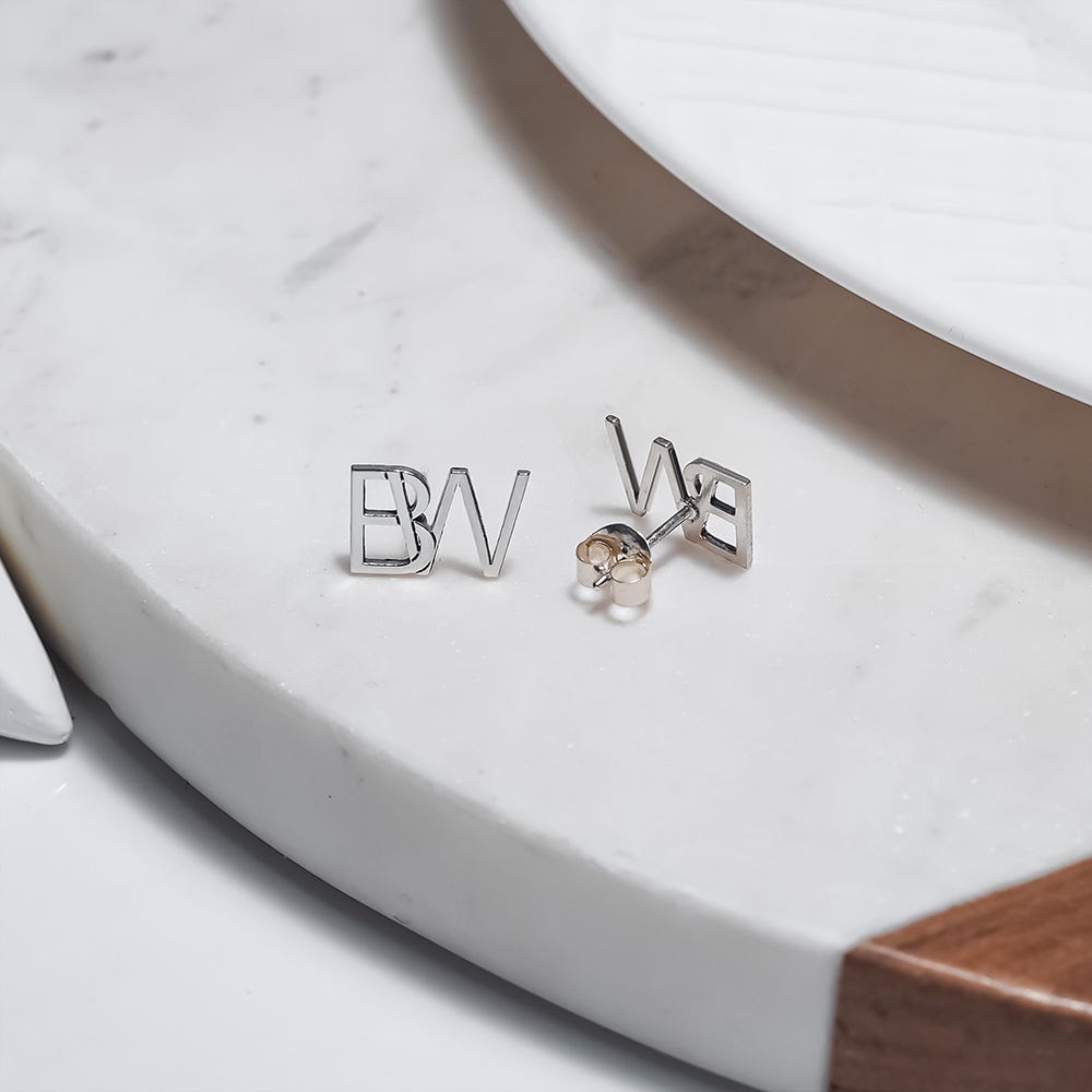Pair of Intertwined Initial Earrings