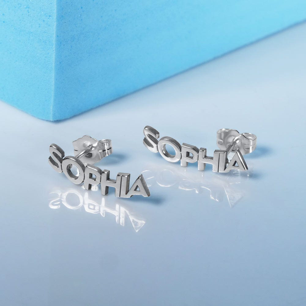 Pair Of Block Name Earrings