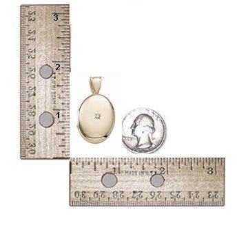 Solid 14k Premium Weight Yellow Gold Oval with Center Diamond Picture Locket
