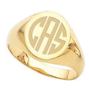 14k Gold Men's Round Signet Ring