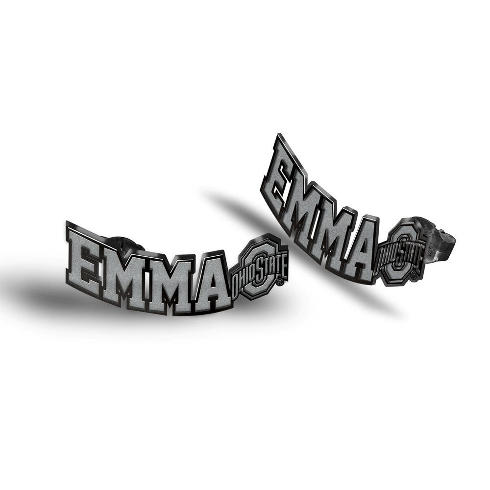 Personalized Pair Of Ohio State Logo with Horizontal Name Earrings
