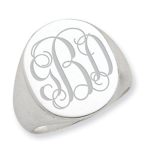 Sterling Silver Men's Oval Signet Ring