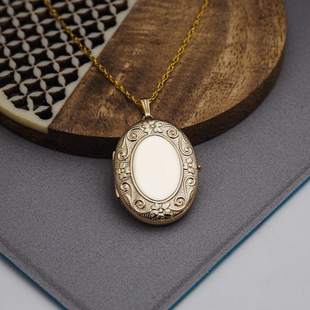 14K Gold Filled Oval 4 Photo Locket - 1 inch x 1-1/4 inch