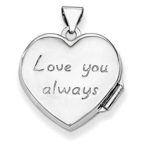 14k White Gold Floral Heart Photo Locket