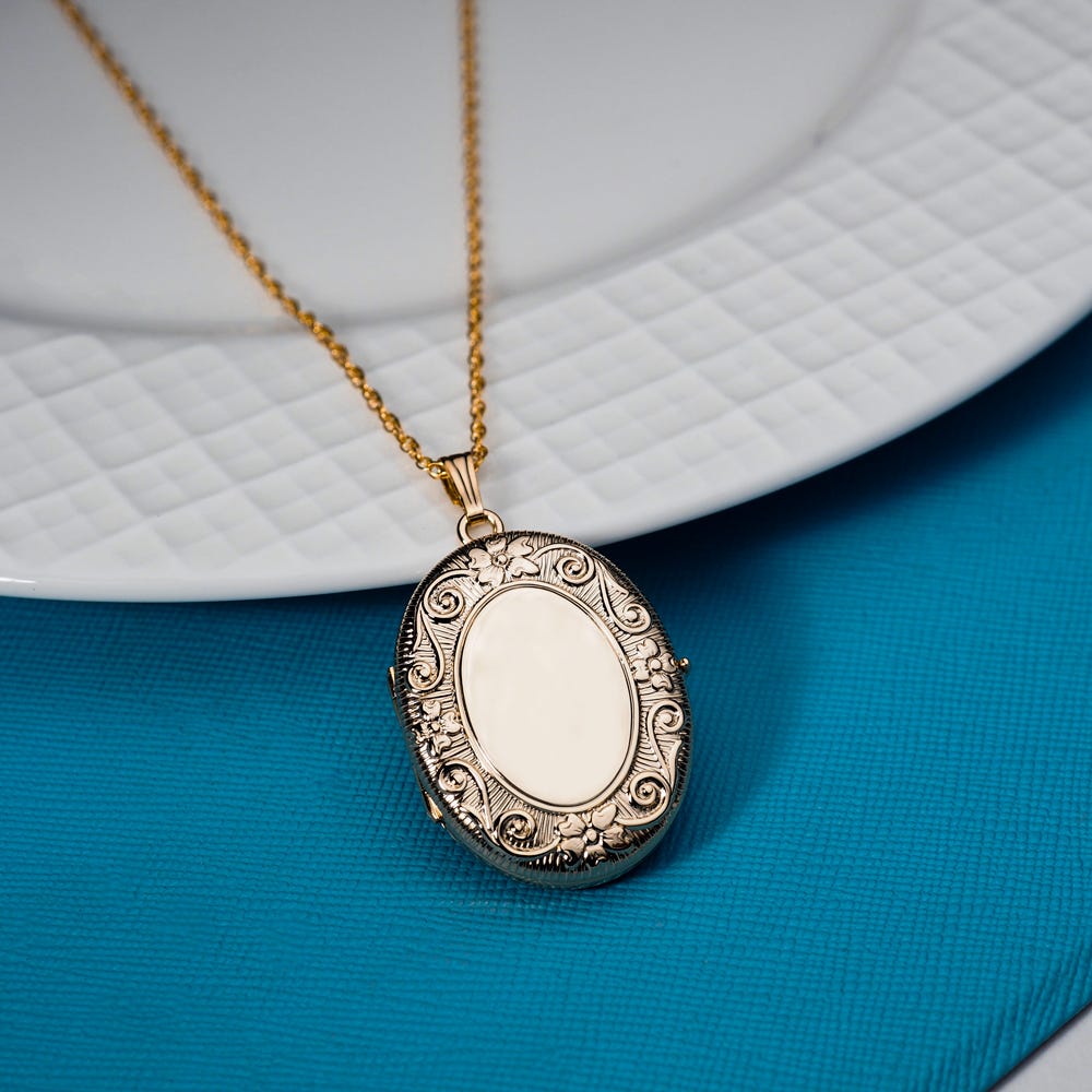14K Gold Filled Oval 4 Photo Locket - 1 inch x 1-1/4 inch
