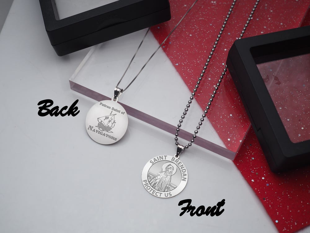 Saint Brendan Double Sided Navigator Round Religious Medal - "EXCLUSIVE"