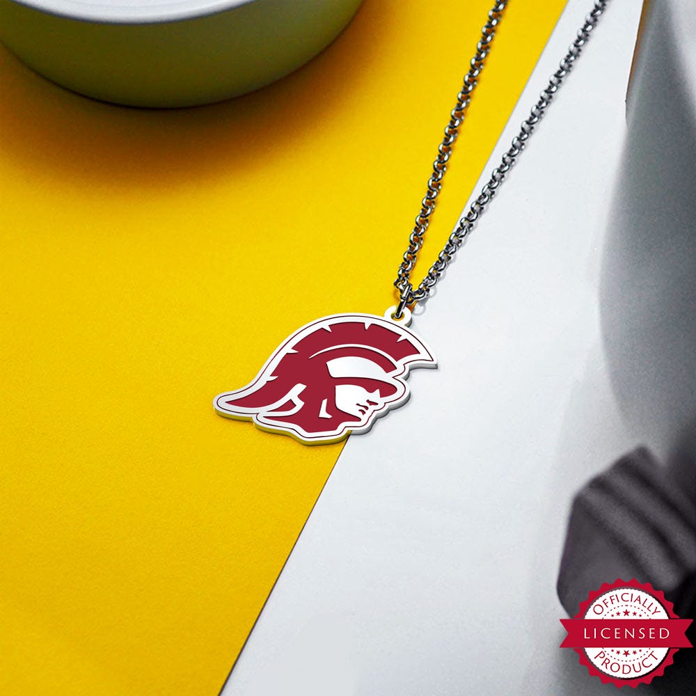 USC Color Enamel Trojan Head Necklace