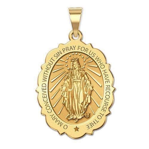Miraculous Medal Scalloped Oval "EXCLUSIVE"