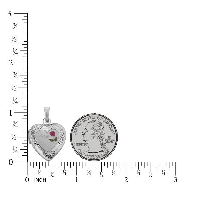 Sterling Silver Mom Heart Photo Locket