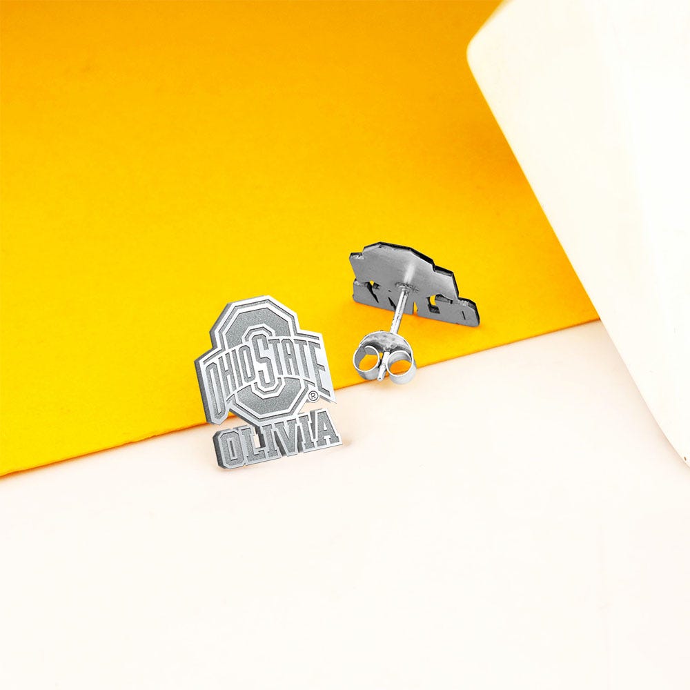 Personalized Pair Of Ohio State Logo with Name Earrings