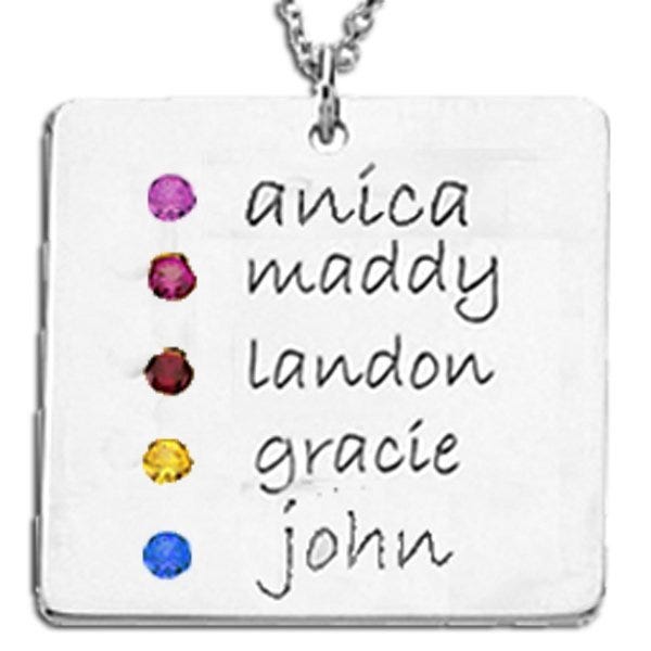 Personalized™ with Five Birthstones Square Pendant