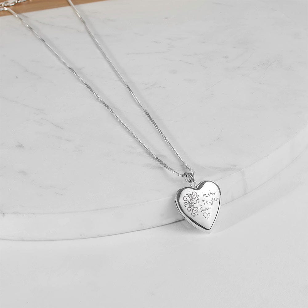Sterling Silver Mother & Daughter Forever Heart Photo Locket