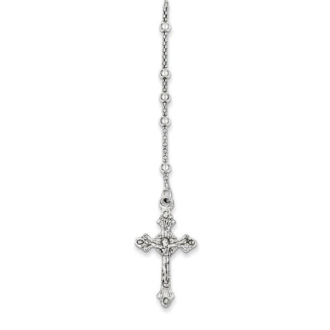 Sterling Silver Polished Rosary Necklace /with Miraculous Medal