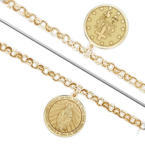 Double Sided Miraculous Medal Religious Anklet - "EXCLUSIVE"