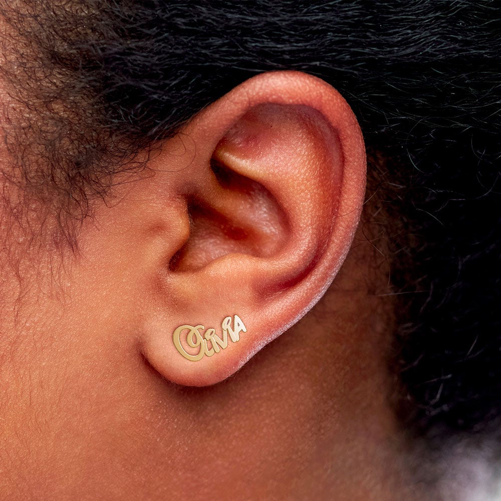 Pair Of Script  "Fairy Tale" Name Earrings