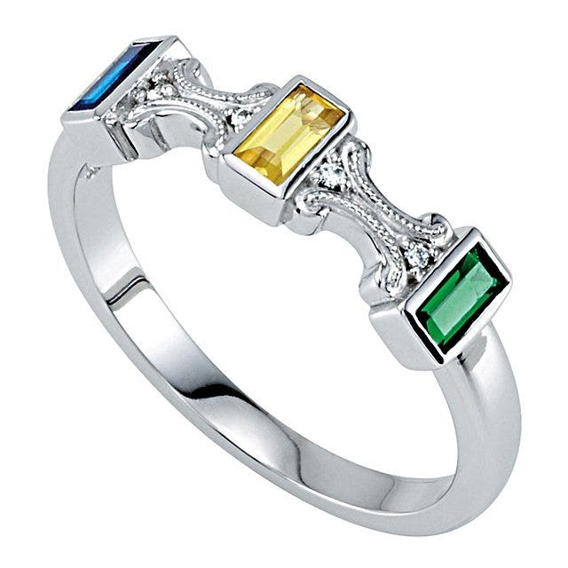 Mother's Ring with Three Birthstones