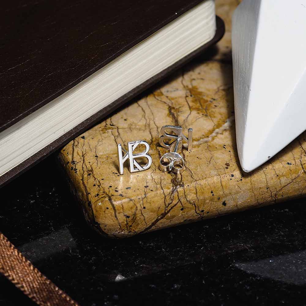 Pair of Intertwined Initial Earrings