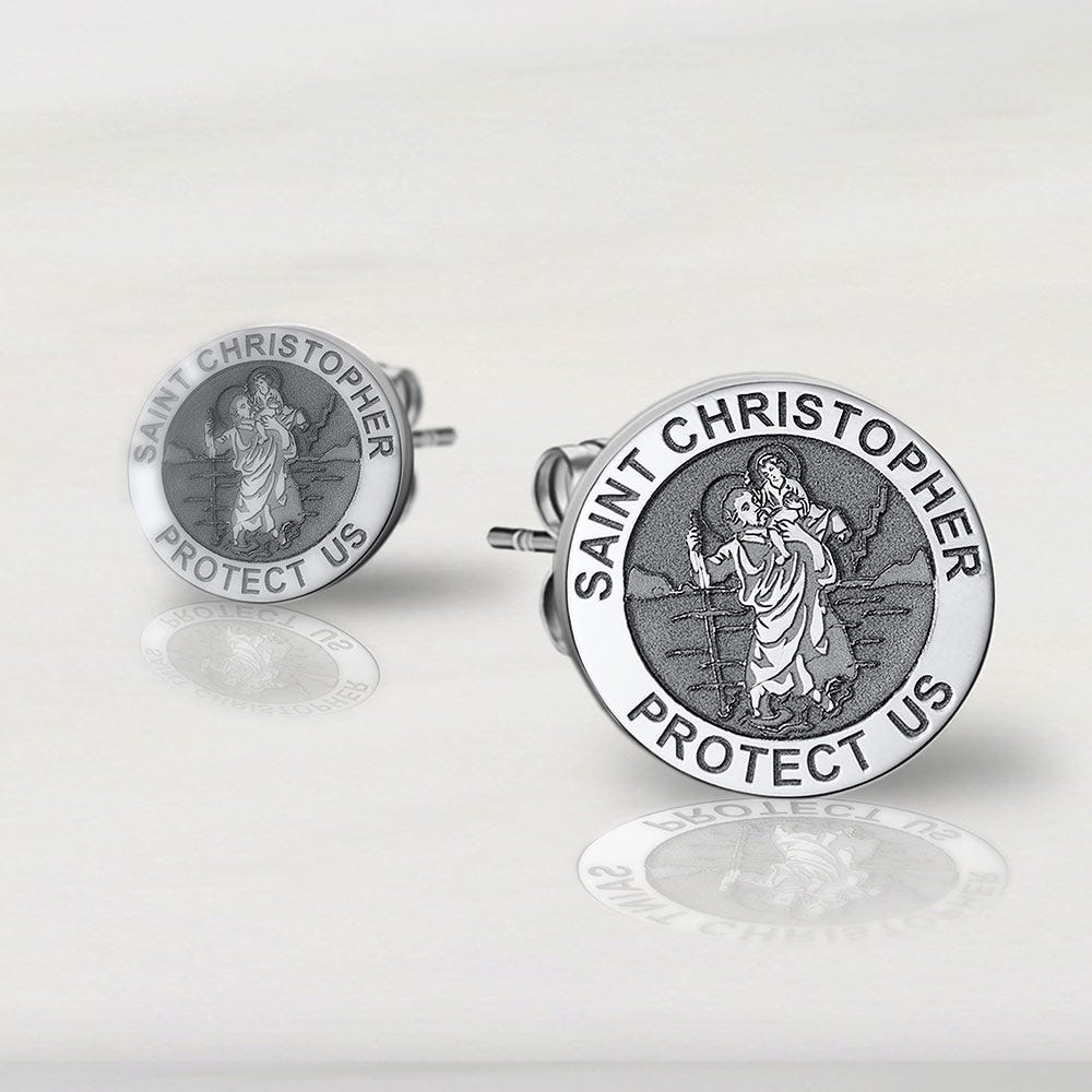 Pair of Saint Christopher Earrings "Protect Us"