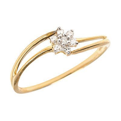 14K Gold Diamond Open Band Cluster Promise Ring