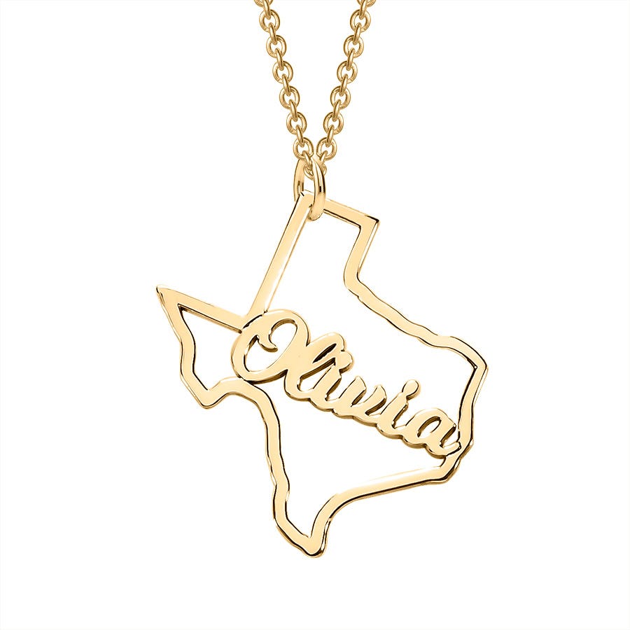 Personalized Texas State Pendant w/ Name