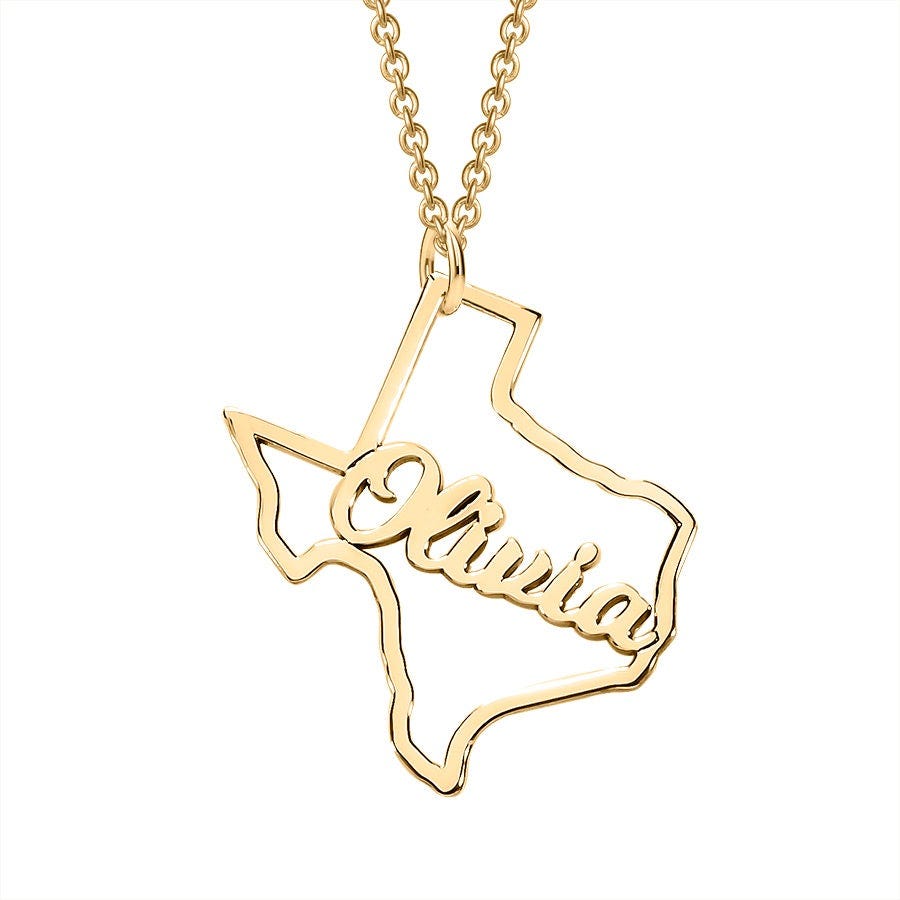 Personalized Texas State Pendant w/ Name