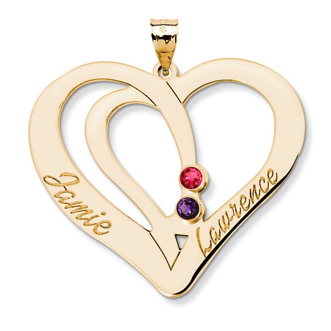 Personalized Couple's Heart Pendant w/ Birthstones