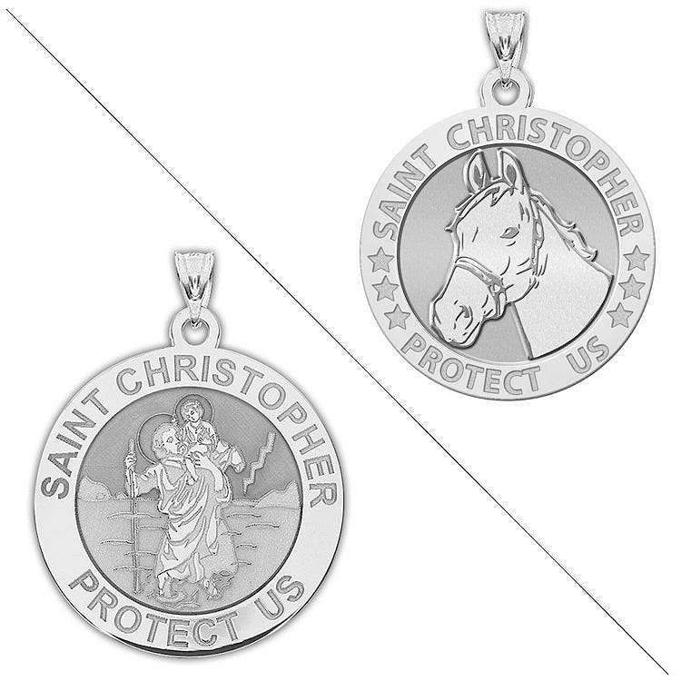 Equestrian and Horseback Riding - Saint Christopher Doubledside Sports Religious Medal "EXCLUSIVE"