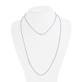 Stainless Steel Double Sideways Crosses Layered Necklace