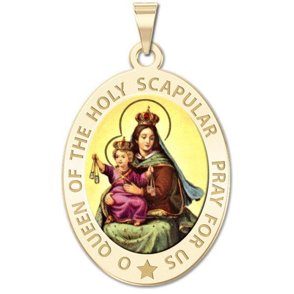 Scapular Religious Medal  OVAL "EXCLUSIVE Color"