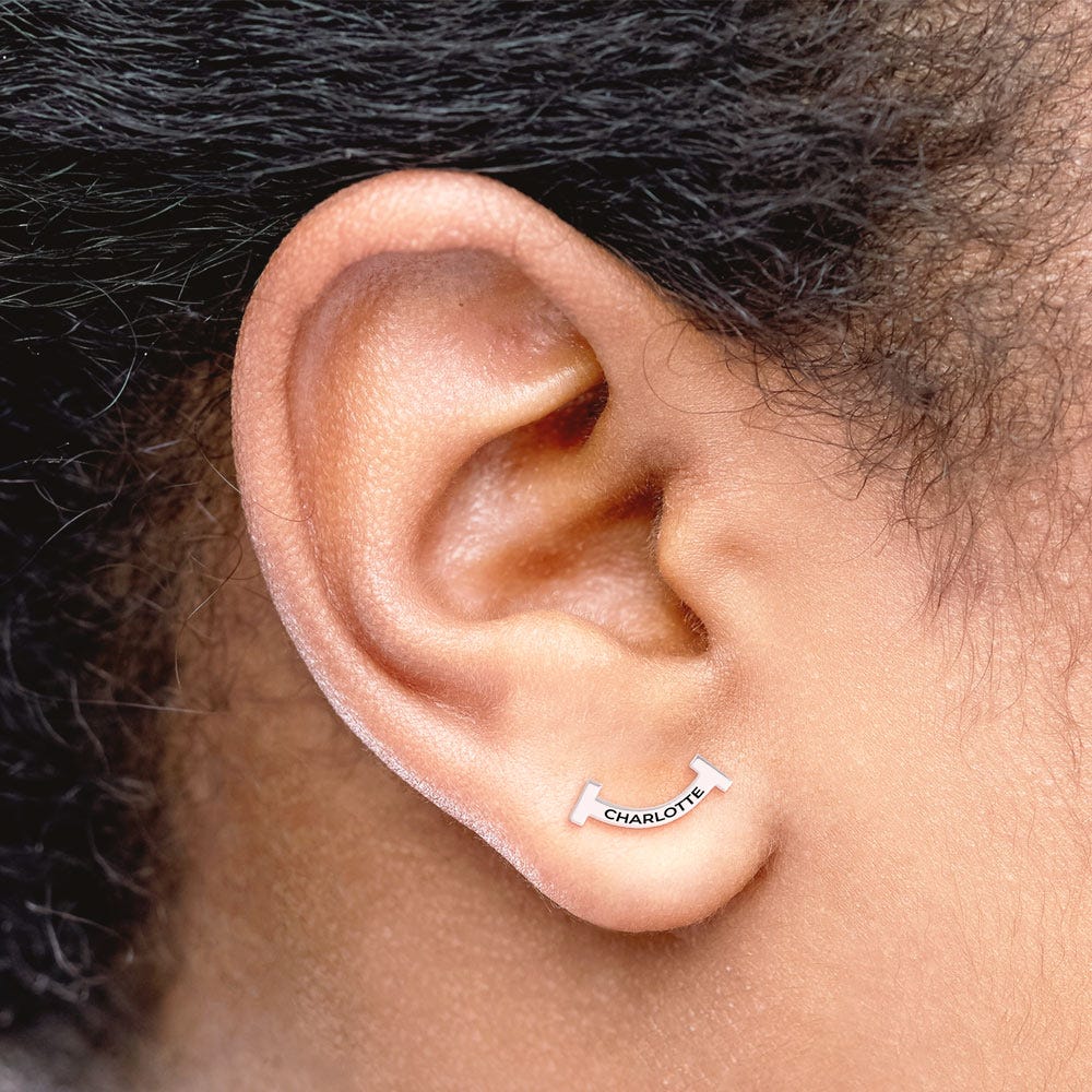 Pair Of Smile Climber Name Earrings