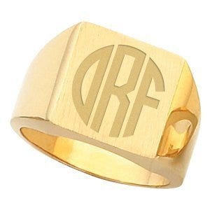 14K Gold Men's Square Signet Ring