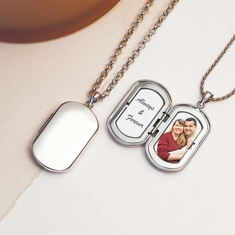 Sterling Silver Dog Tag Photo Locket