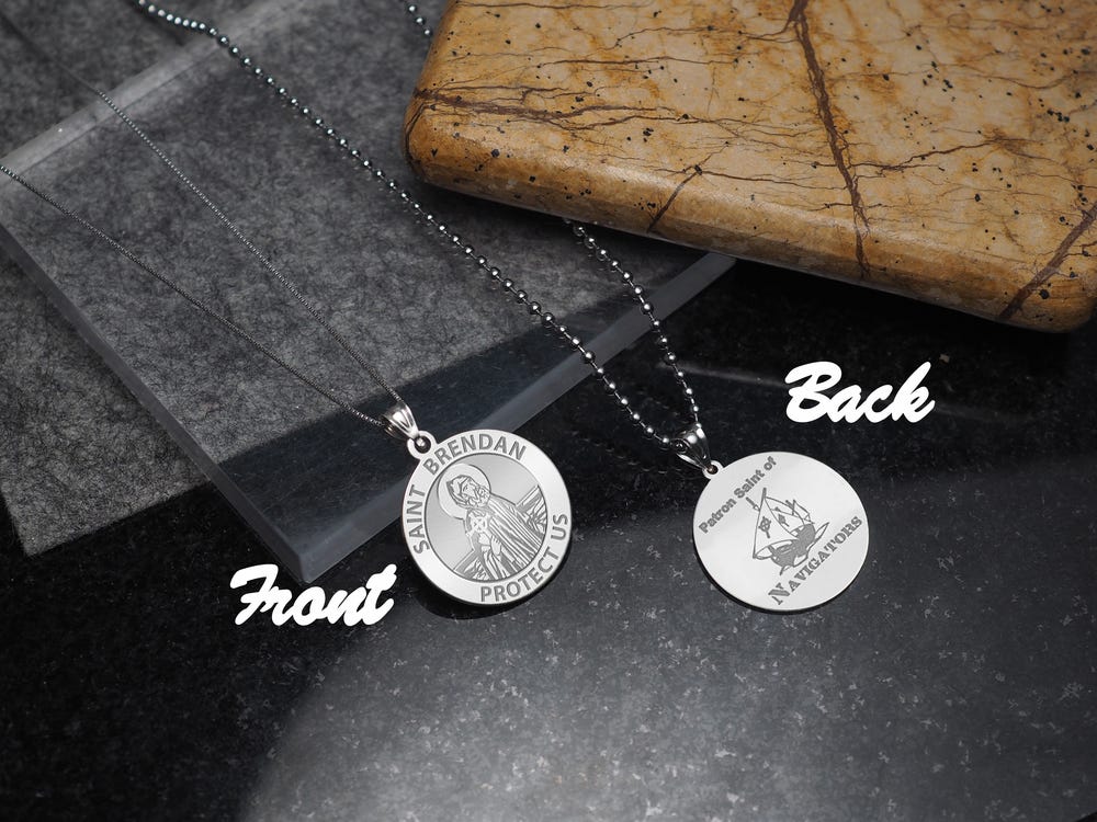 Saint Brendan Double Sided Navigator Round Religious Medal - "EXCLUSIVE"