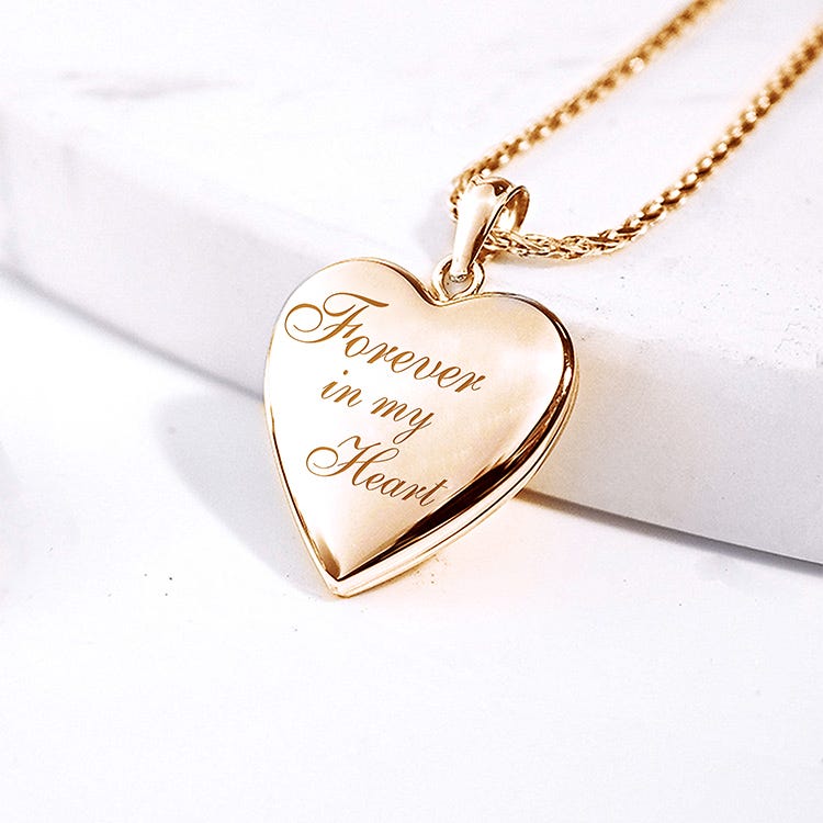 Yellow Gold Forever in My Heart Photo Locket