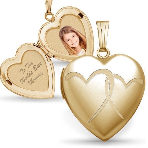 14k Yellow Gold Interlocking Hearts Photo Locket