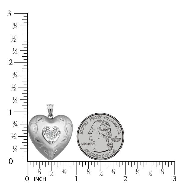 Sterling Silver ' Dancing Diamond' Heart Photo Locket