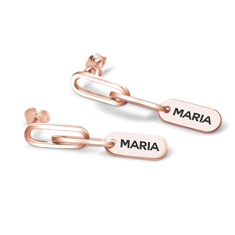 Exclusive Personalized Paperclip Chain Name Earrings