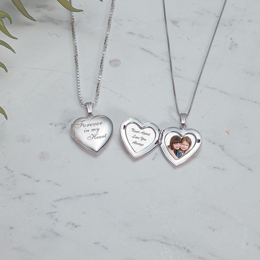 14K White Gold Forever In My Heart Photo Locket