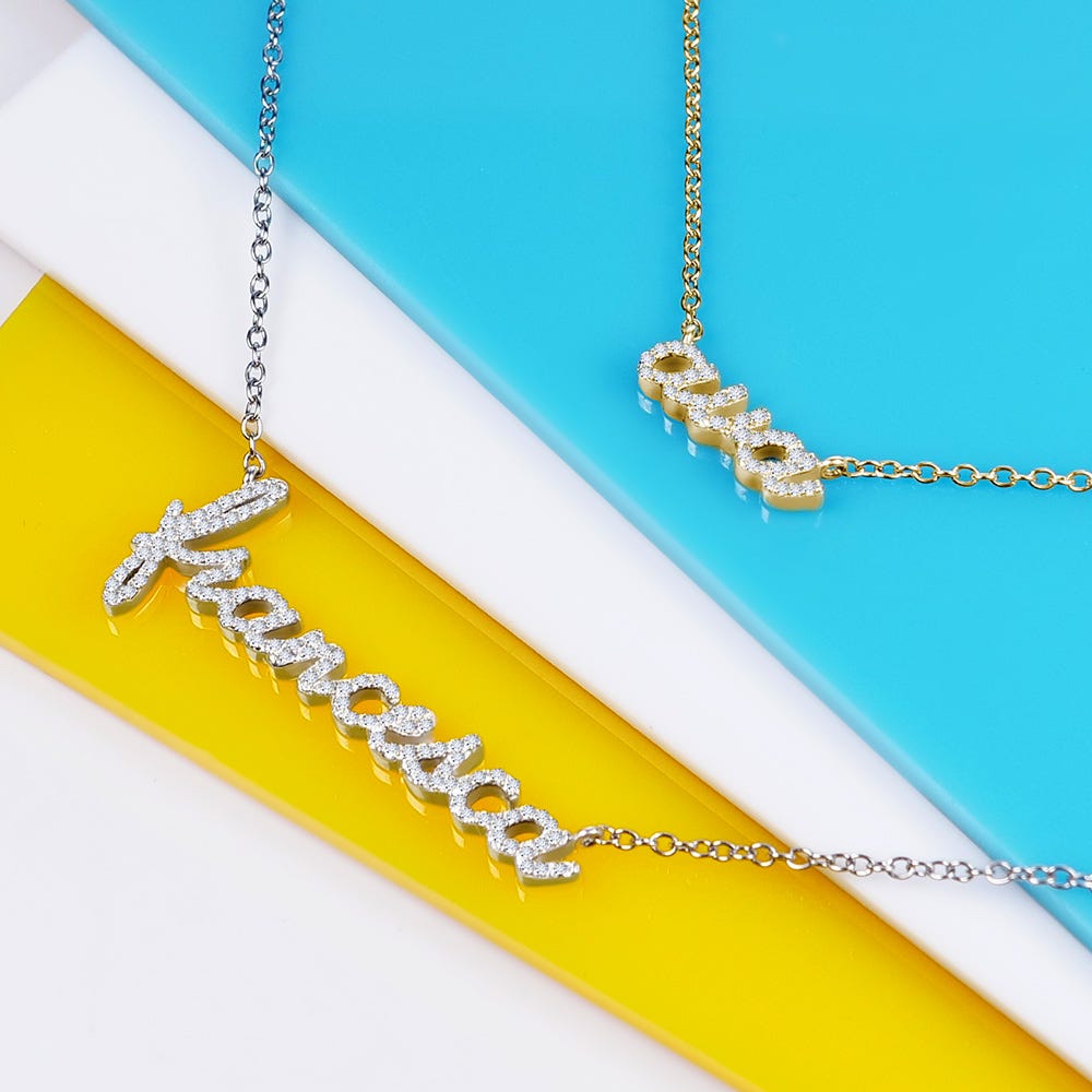 Script Diamond Name Necklace With Elegant Chain Included