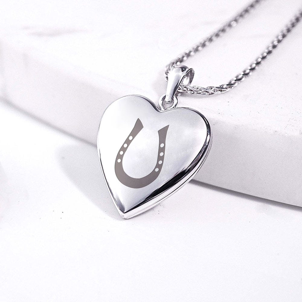 Sterling Silver Horseshoe Heart Photo Locket