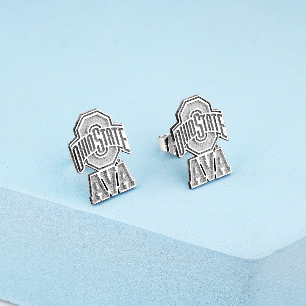 Personalized Pair Of Ohio State Logo with Name Earrings