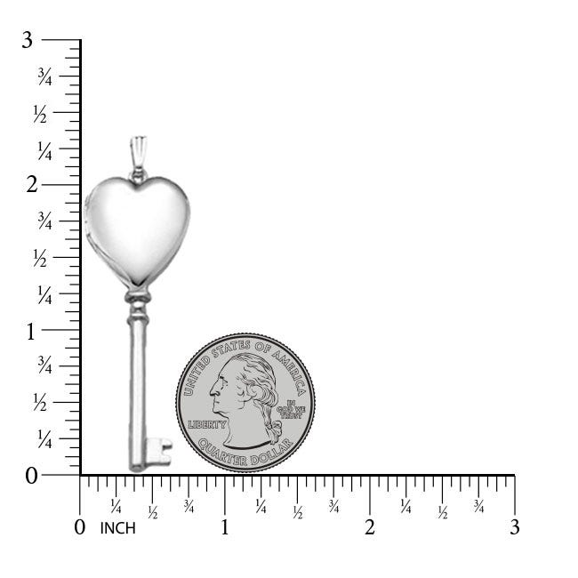 Sterling Silver Classic Key Heart Photo Locket