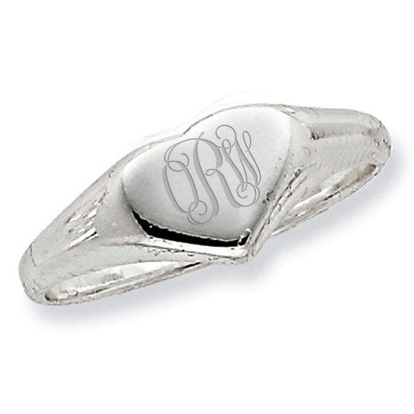 Sterling Silver Women's Heart Signet Ring
